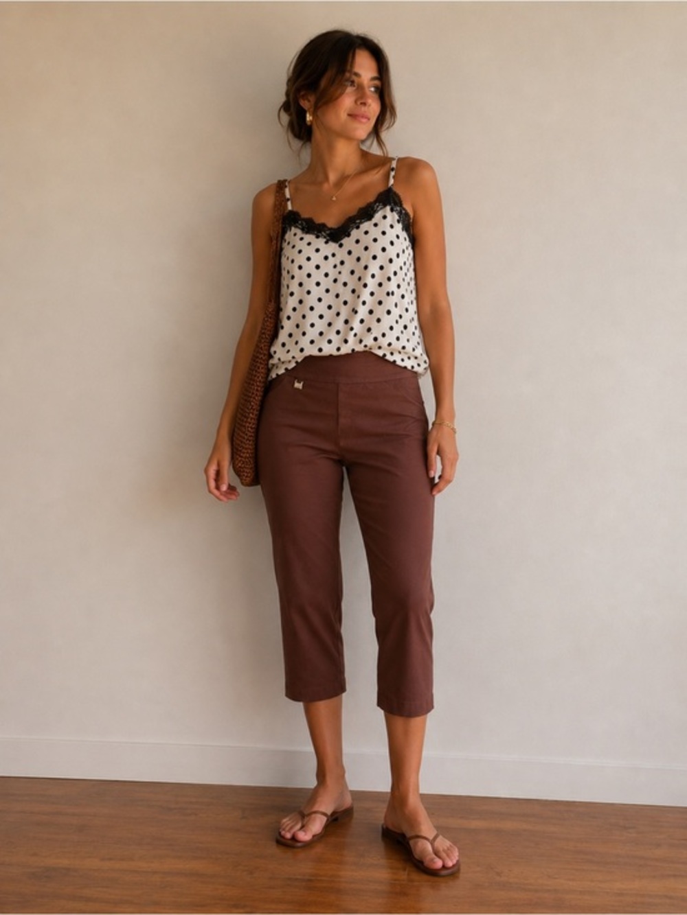 Slim Cropped Capris in Deep Chocolate Brown